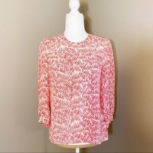 Madewell 100% Silk Peasant Top in Bamboo Leaf - Small